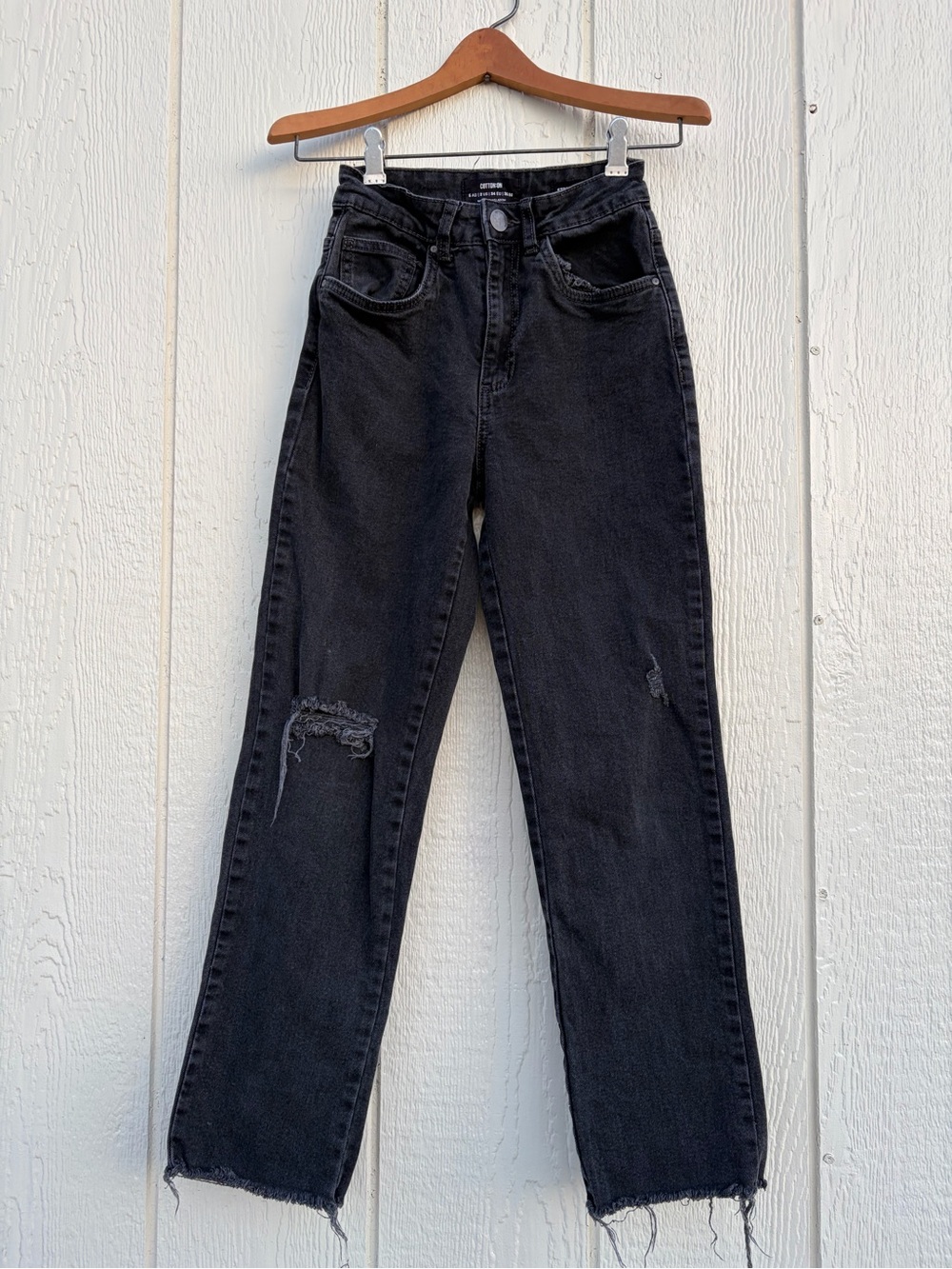 Cotton On High-Rise Black Distressed Girls Jeans - Size: 2 - Picture 2 of 14